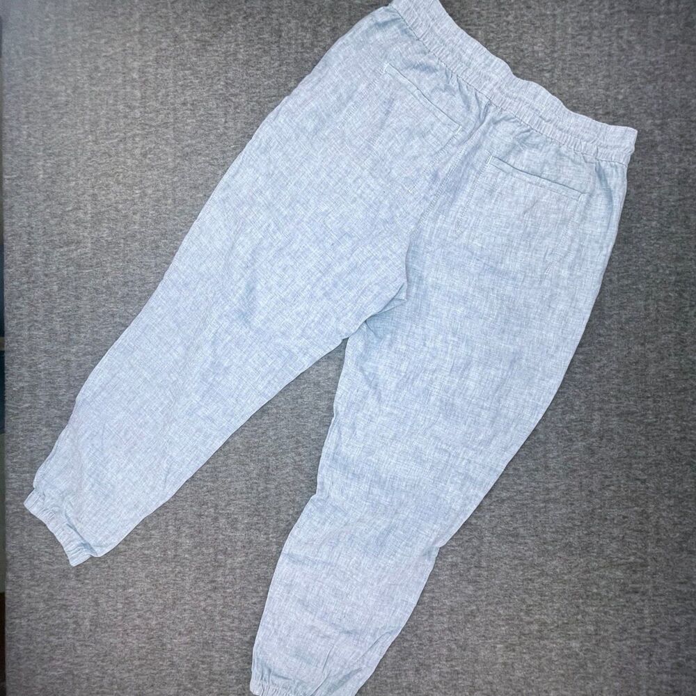 Athleta Cabo Linen Jogger Pants 10 Blue Drawstring Beach Coastal Resort Vacay - Picture 12 of 15